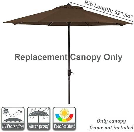 Amazon Com Bayside21 9 Ft Patio Umbrella Replacement Canopy Polyester Fabric Umbrella Top Only 8 Ribs Vented Canopy Upf 50 Coffee Garden Outdoor
