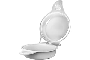 Chef Buddy Microwave Maker, a Healthy Breakfast Utensil Kitchen Essentials, Easy to Make-Holds Up to Two Eggs and Cooks in 45 Seconds, White
