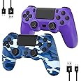 eeidc PS4 Controller 2 Pack Wireless Remote Control for Playstation 4/Slim/Pro with Double Shock/Audio Jack/Six-axis Motion Sensor(Purple and Blue Camo)