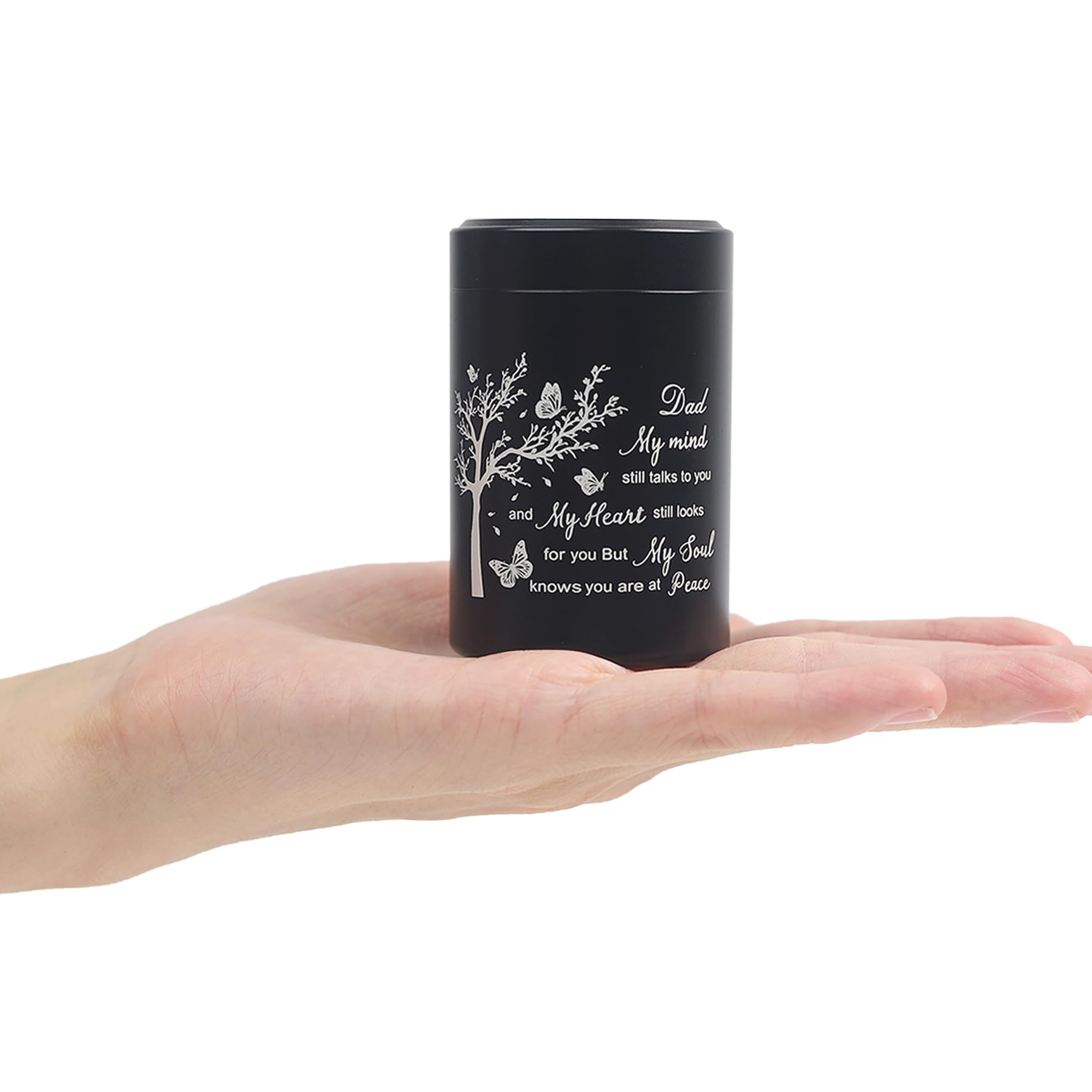 Photo 1 of 3 Inch Small Urn for Human Ashes Aluminum Mini Cremation Small Keepsake Box for Sharing Ashes Mini Urn-Dad