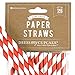 Dress My Cupcake Apple Red Striped Paper Straws, 25-Pack