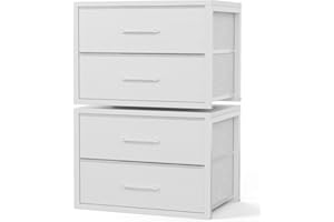KitMent 2-Packs Stackable Storage Drawers, 20.8''Wide Closet Organizers, 16'' High Storage Fabric 2 Drawers Dresser for Bedro
