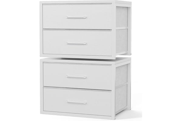 KitMent 2-Packs Stackable Storage Drawers, 20.8''Wide Closet Organizers, 16'' High Storage Fabric 2 Drawers Dresser for Bedro