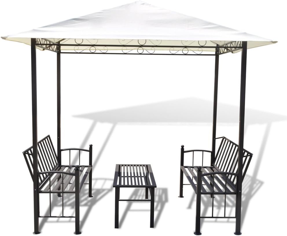 anself garden pavilion gazebo with table and bench 2,5 x 1