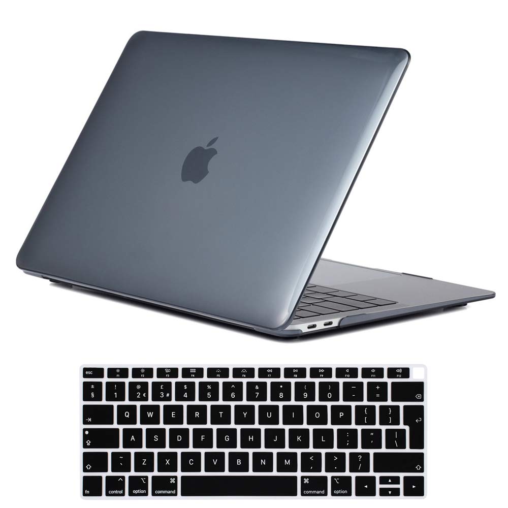 Se7enline New MacBook Air 13 inch Case 2020/2019/2018 Crystal Plastic Hard Shell Carrying Case Cover for MacBook Air 13-Inch with Touch ID Model A1932/A2337/A2179 with Keyboard Cover, Crystal Black