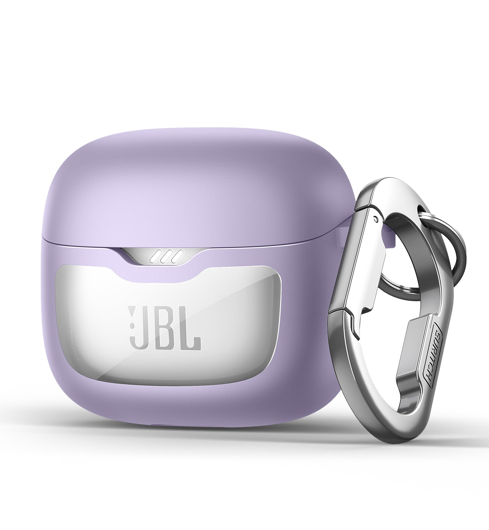 Photo 1 of SURITCH Magnetic Bumper Case Compatible with JBL Tune Flex Earbuds, Rugged Shockproof Protective Covers for JBL Tune Flex with Magnetic Lid Lock & Carabiner & Cleaning Kit & Removal Tool, Purple