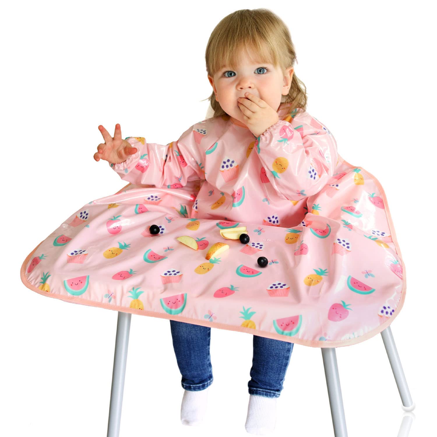 Bibetta Wipeezee Premium Baby Weaning Bibs With Sleeves For 6 month+, Waterproof Coverall Bibs for Toddler, Boy, Girl | UK Design Eco Friendly & Durable Wipeable Bib for Highchair Feeding