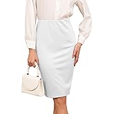 Wldrsd Women's Elastic Waist Stretch Bodycon Business Pencil Skirt 2026 High Waist Formal Sheath Work Midi Skirt