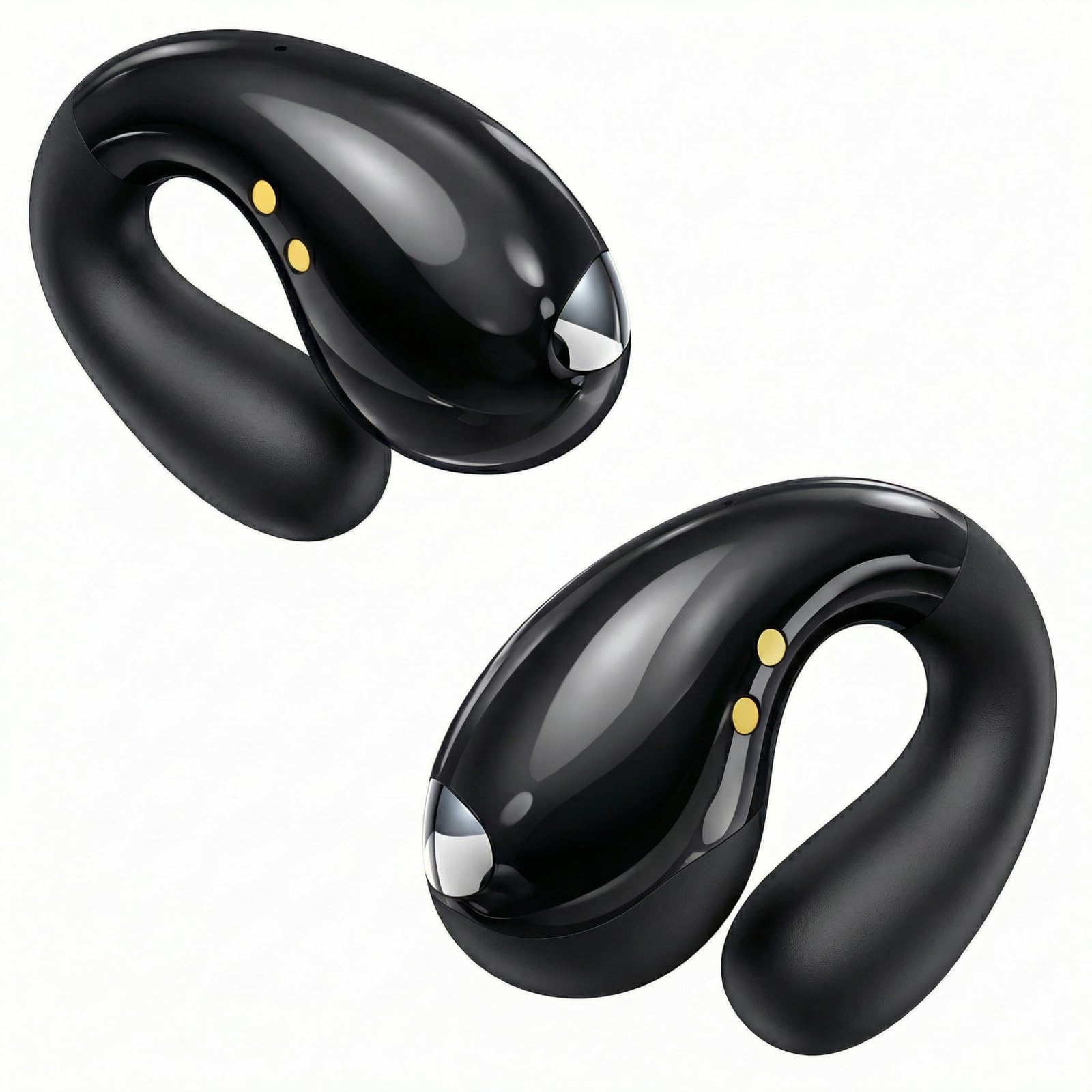 Boytond Ultra Open Ear Earbuds - Ergonomic Clip-On Earbuds, Bone Conduction Over-The-Ear Headphones with Waterproof Design and Secure Fit for Small Ears, Midnight Black Image