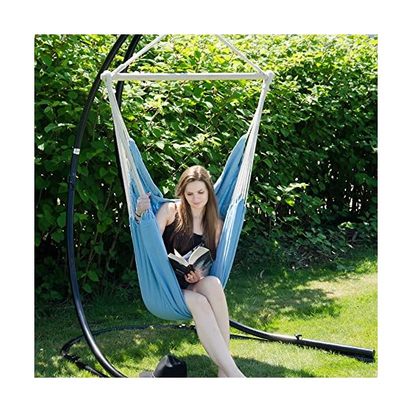 Eyepower XXL Hängesessel 185x130cm Hängestuhl bis 150 kg Baumwolle Hängesitz 2 Personen Hängematte Hängeschaukel Pazifik… – Bild 3