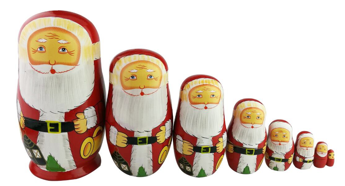 Winterworm 8pcs Cutie Lovely Santa Claus Nesting Dolls Matryoshka Madness Russian Doll Popular Handmade Kids Girl Toy