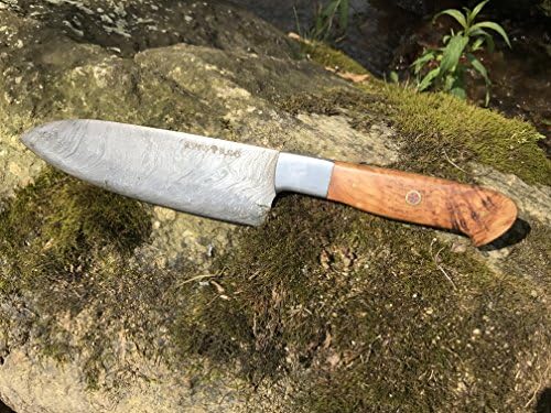 Hand Made Damascus Chef's Knife - Olive Wood Handle