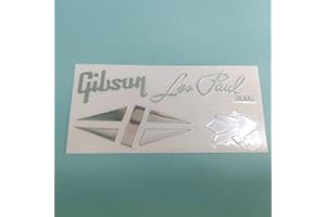 CJGHJNFF Fits For Gibson Silver Guitar Head Logo - Metal Label, Electric Guitar DIY Trademark Sticker, UV Sticker, Tear Off Film