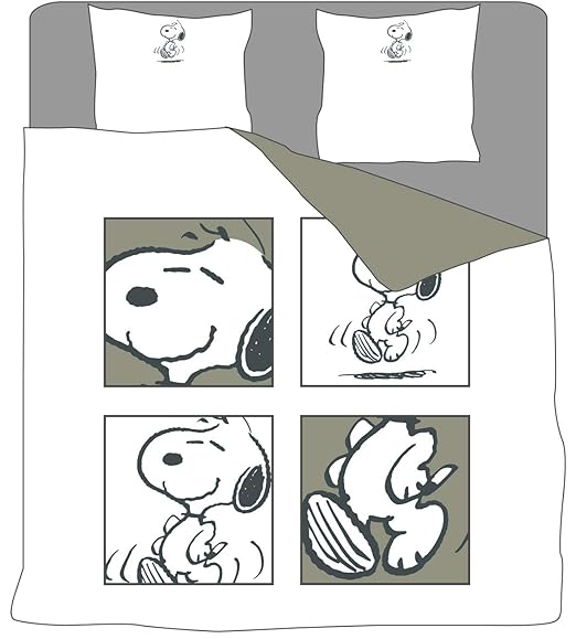 SNOOPY Peanuts -Bettwäsche, Bettwäsche mit 2 Kissenbezüge Baumwolle Mehrfarbig 240 x 220 cm