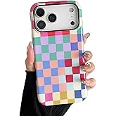branple Compatible with iPhone 17 Pro Case, Cute Colorful Checkered Case with Shockproof Slim Soft TPU and Hard PC Protective Cover for Women/Men Designed for iPhone 17 Pro 6.3'', Colorful 3