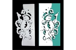 FAWENUCY Scrapbooking Die-Cuts, Christmas Metal Cutting Dies for Card Making, Paper Craft Punch Template, Background Embossing Stencils, DIY Album Décor (Snowman Sidebar-16.4x7.9cm)