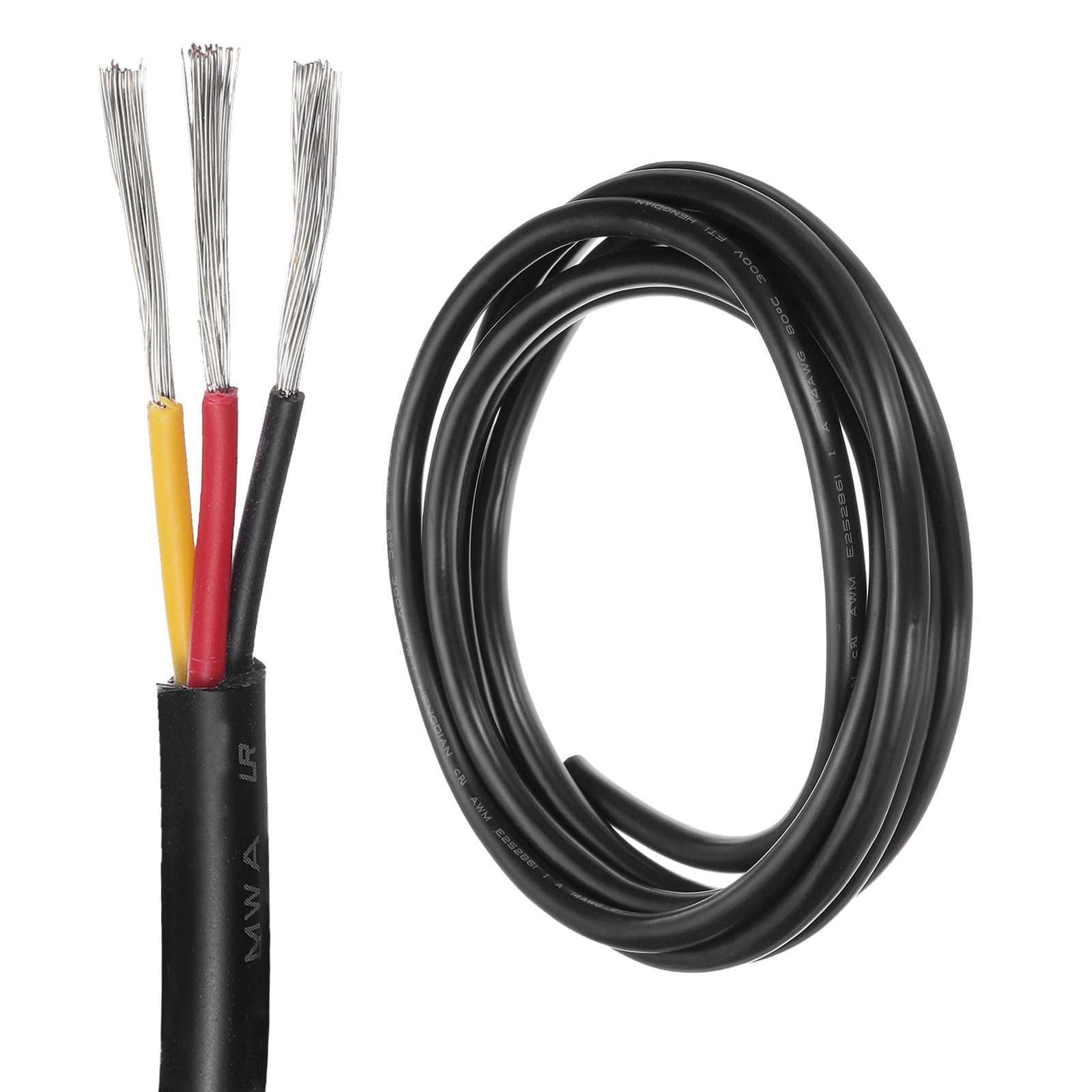 DMiotech 14 Gauge Wire Electrical Wire 3 Conductor, 14 AWG Extension Cable Cord 10 Ft/3 m UL2464 300V Stranded Tinned Copper Wire for LED Lighting Automotive