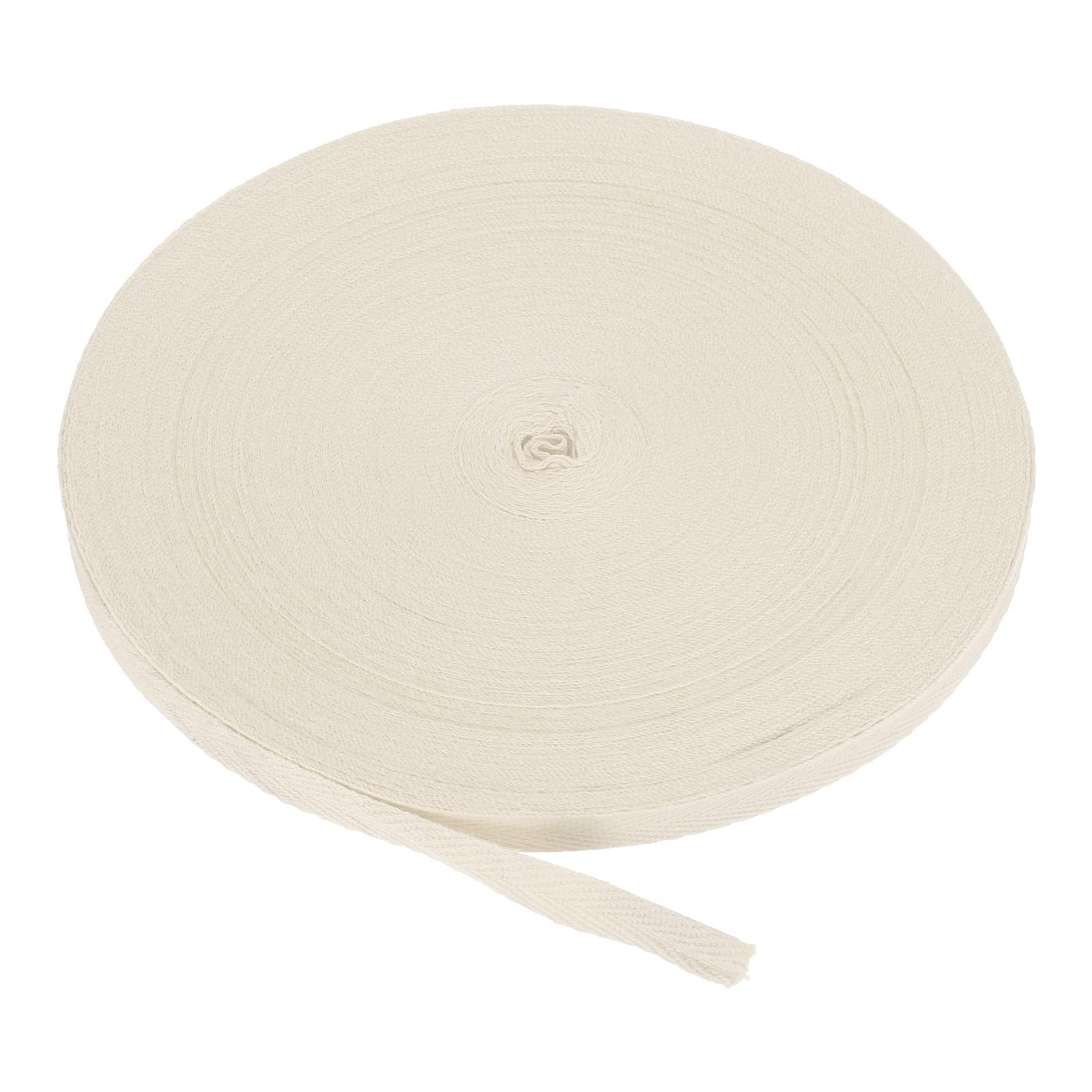 PATIKIL Cotton Twill Tape 10mm(3/8 Inch) 50 Yards Cotton Ribbon Bias Binding Tape Herringbone Webbing Trim for Sewing Gift Wrapping Craft DIY Beige - 45m