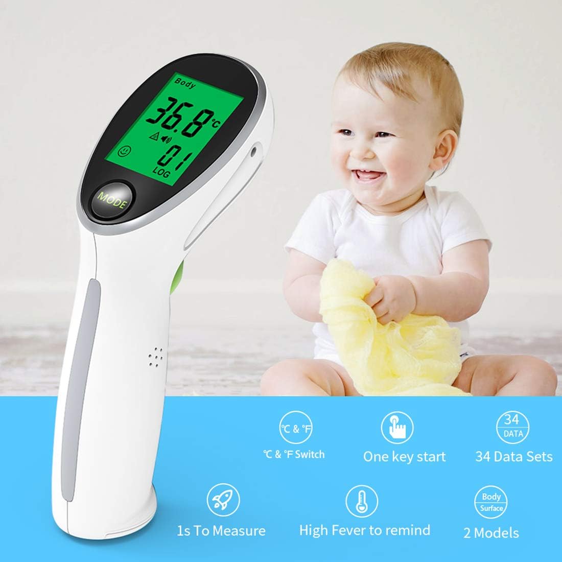 Lanafall Digital Forehead Infrared Thermometer Body/Object Portable Non-Contact Temperature Measure IR Device Alarm Fever