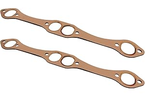 TAKPART 2PCS Exhaust Gaskets Oval Port Copper Header Exhaust Gasket Reusable Compatible for SB Chevy 327 305 350 383