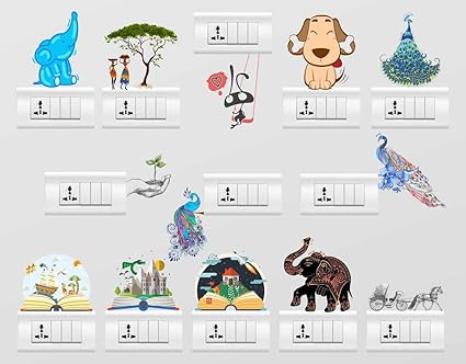 Rawpockets New Combo No.12 Switch Board Sticker Set (PVC Vinyl, 12 cm x 12cm, Set of 13)