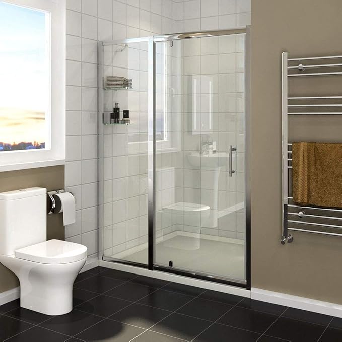 1160mm Pivot Hinge Shower Enclosure Screen 6mm Thick Glass Shower Cubicle Door with Inline Panel
