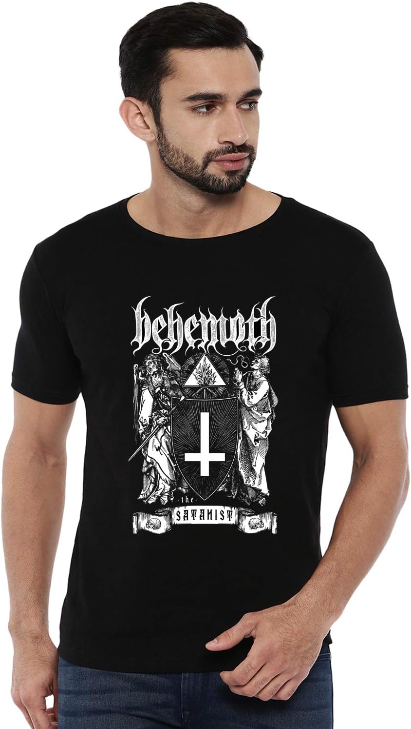 INDISSH Music/Famous Bands/Metal Bands/Graphic Printed/Behemoth/Black T-Shirt for Men