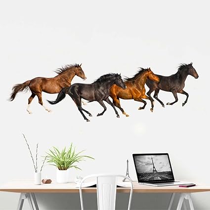 Rawpockets The Horse Family Wall Sticker (PVC Vinyl, 90 cm x 30cm), Multicolour