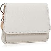 AdiStylinno Small Wallet for Women, Ladies Leather Compact Wallets, Cute Keychain Purse with Zip Pocket Multiple Card Slot (White)