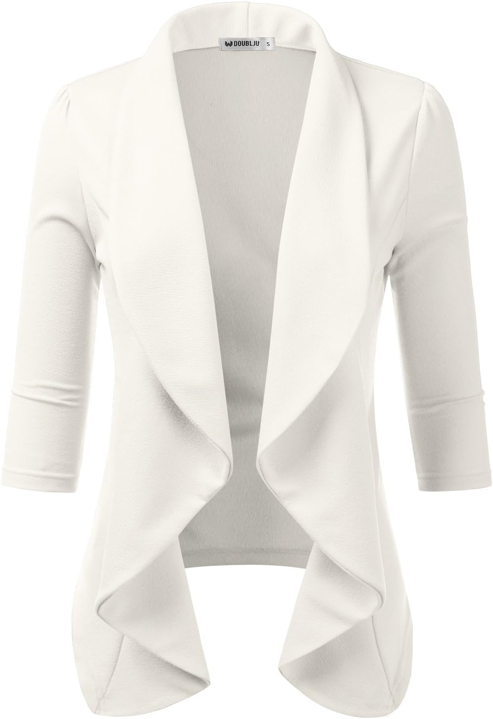 Doublju Womens Lightweight Thin 3/4 Sleeve Open Front Blazer with Plus Size