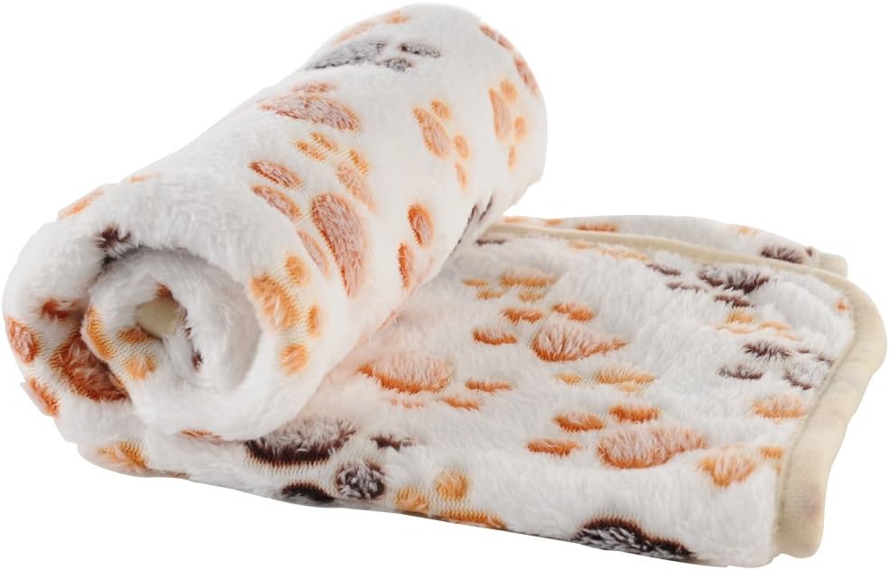 iNNEXT 3 Pack Puppy Blanket for Pet Cushion Small Dog Cat Bed Soft Warm Sleep Mat, Pet Dog Cat Puppy Kitten Soft Blanket Doggy Warm Bed Mat Paw Print : Pet Supplies