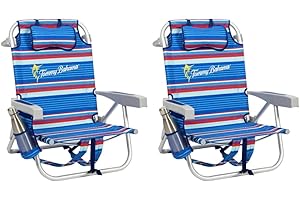 Tommy Bahama Backpack Beach Chair 2 Pack (Sailfish and Palms), Aluminum, Multicolor