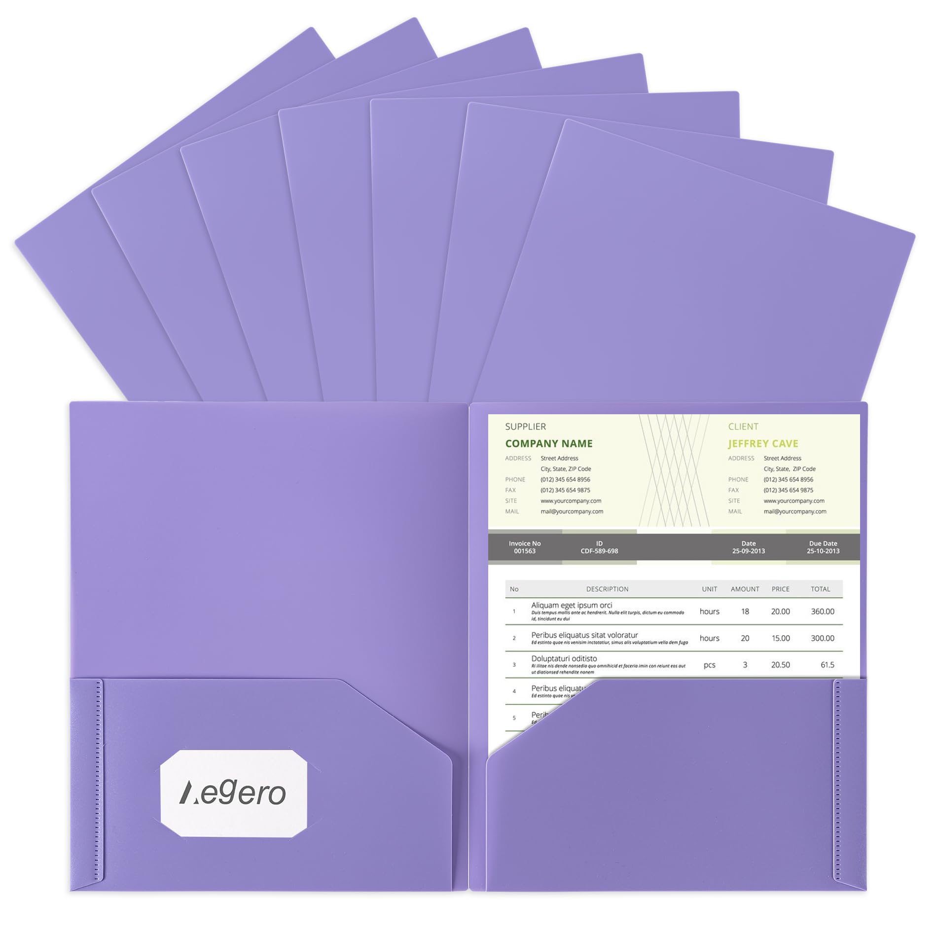 Aegero Plastic Folders with Pockets