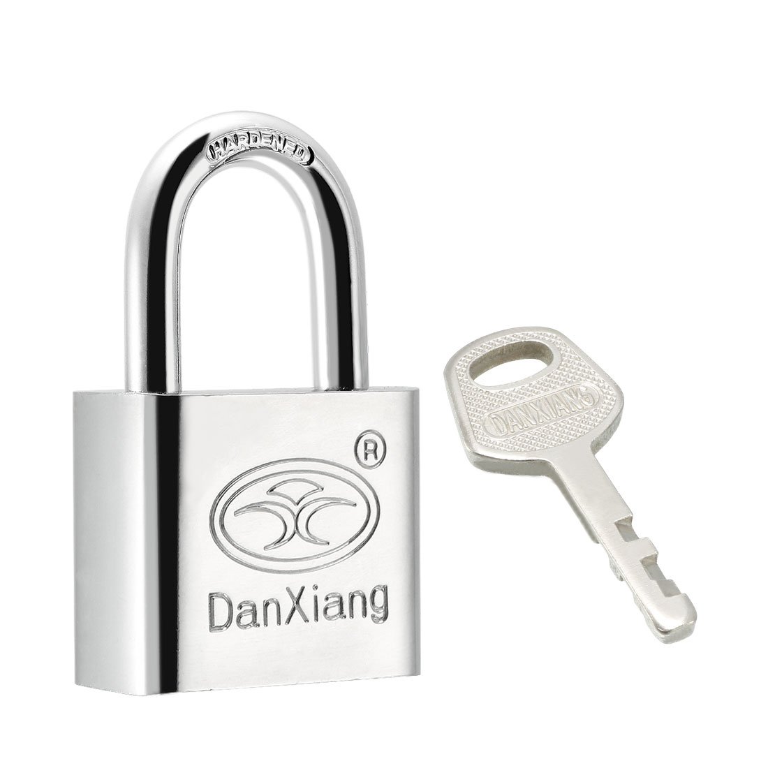 Sourcingmap Stainless Steel Padlock with Key, 30mm Body Wide Chrome Plated Harden Shackle, Keyed Alike