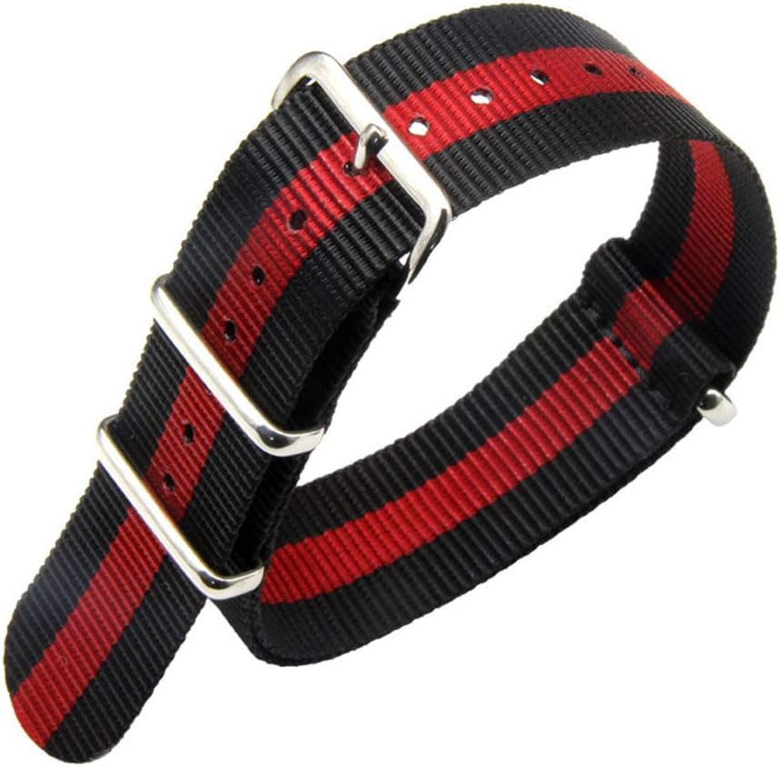 SIFEIRUINATO Watch Stripe Strap Ballistic Nylon Zulu Style Band with Stainless Steel Buckle
