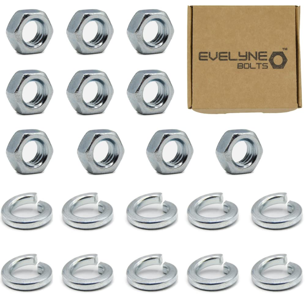 M5 Nuts & Spring Washers Set - 10 Steel Nuts & 10 Spring Washers