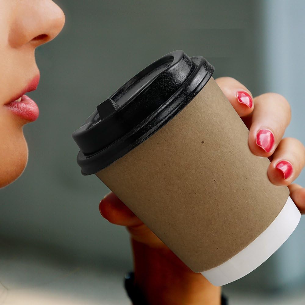 Eagrye 8 Oz To Go Paper Cups with Lids, 100-Count, F: Kitchen & Dining