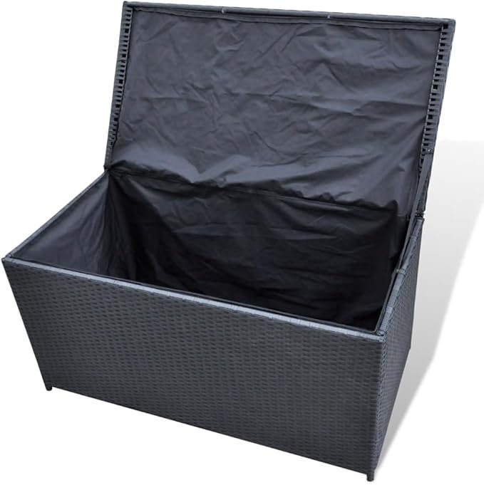 vidaXL Rattan Truhe Aufbewahrungsbox Rattankasten schwarz 116 x 60 cm