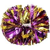 Lovecheer 2PCS/6PCS Metallic Pom Poms Cheerleading with Baton Handle Cheer Pompoms for Kids Adults Team Sports Spirit Party Cheering