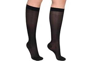 GODORIO Sheer Compression Stockings for Women, 15-20 mmHg Knee High Circulation Support Stockings, Graduated Medical Compression Socks for Travel, Flight