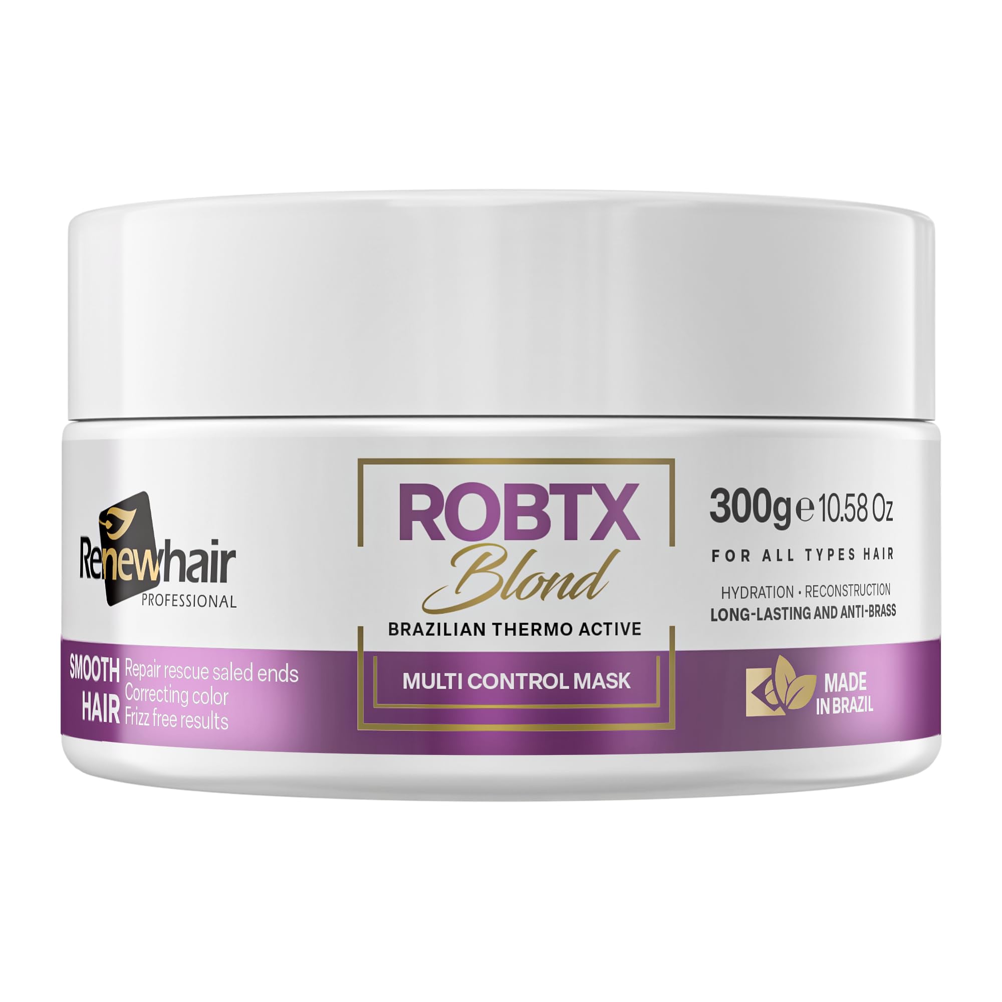 Renew hair Professional ROBTX BLONDE smart Brazilian Keratin Treatment – Anti-Frizz, Thermo-Active Volume Control for Blonde Hair | Smooth & Repair | Vegan Formula 300gr