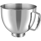 Stainless Steel Mixing Bowl for KitchenAid 4.5-5 Quart Tilt-Head Mixers, Stand Mixer Accessories, Replacement 5 QT Mixing Bow