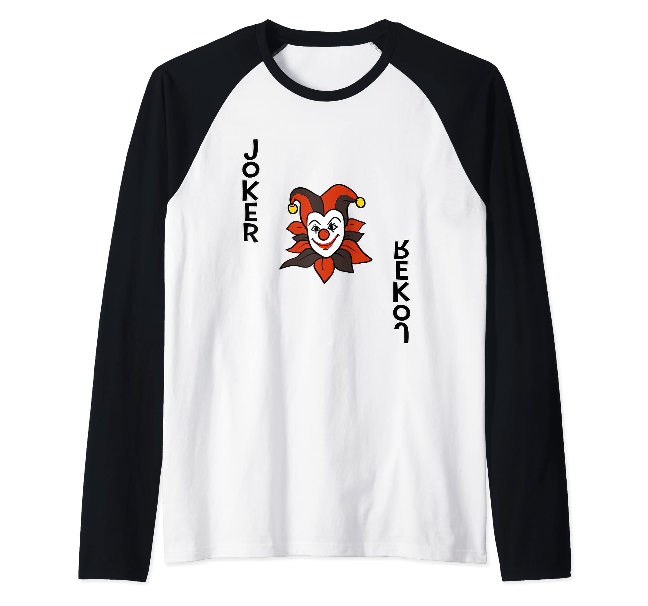 Funny joker playing card card gambler gambling Raglan Baseball Tee