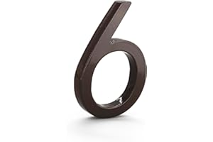 Montague Metal Products MHN-04-F-RB1-6 Solid Brushed Aluminum Modern Floating Address House Numbers, 4", Powder Coated Roman Bronze