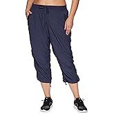 RBX Active Women's Plus Size Fashion Lightweight Woven Body Skimming Drawstring Capri Pant