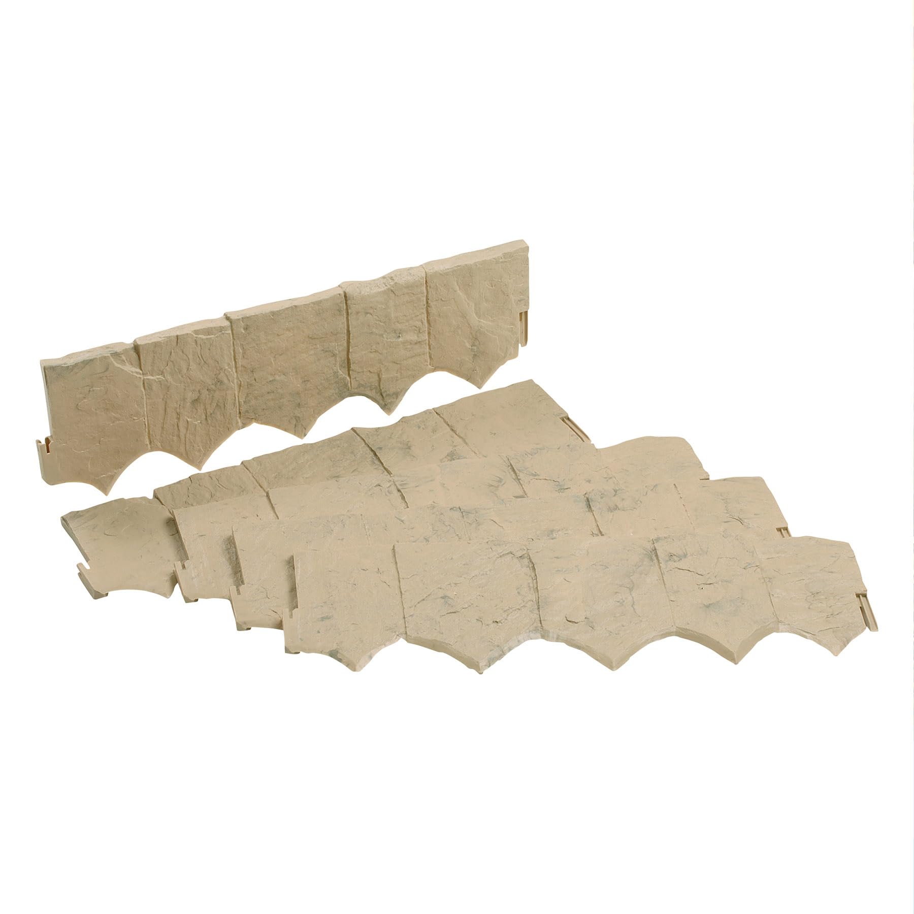 Suncast Plastic Border Stone Edging with Modern Style and Natural Border Stone Appearance for Enclosing Flower Beds or Garden Plots, Brown