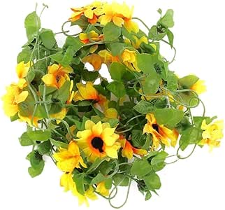 GONGFF Enredadera de Flor de Guirnalda de Girasol Artificial para la