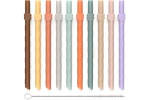Reusable Silicone Straws for Kids and Adults – BPA Free, Food-Grade, Dishwasher Safe, 10 PCS, 6.8-Inch Foldable Straws for Sm