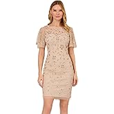 Adrianna Papell Womens Beaded Cocktail Dress