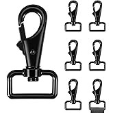 6Pcs Swivel Hooks for Purses, 1" Heavy Duty Metal Lobster Claw Swivel Clasp Hooks Lanyard Keychains for Purses Backpack Bag Making DIY Projects Hardware, Black